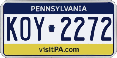 PA license plate KOY2272