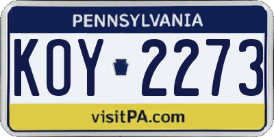 PA license plate KOY2273