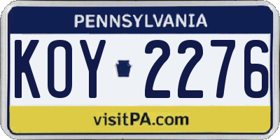 PA license plate KOY2276