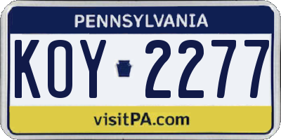 PA license plate KOY2277