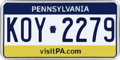 PA license plate KOY2279