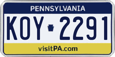 PA license plate KOY2291