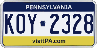 PA license plate KOY2328