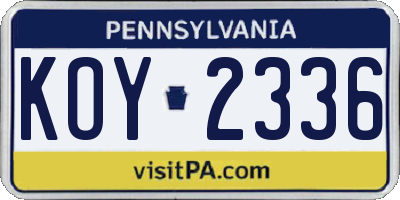 PA license plate KOY2336