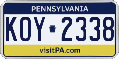 PA license plate KOY2338