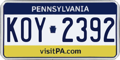PA license plate KOY2392