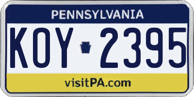 PA license plate KOY2395