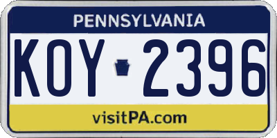PA license plate KOY2396