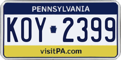 PA license plate KOY2399