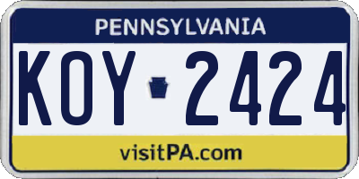 PA license plate KOY2424