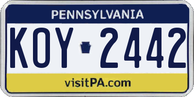 PA license plate KOY2442