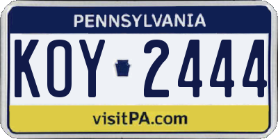PA license plate KOY2444