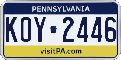 PA license plate KOY2446