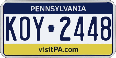 PA license plate KOY2448