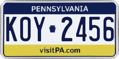 PA license plate KOY2456