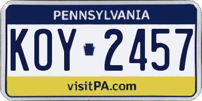 PA license plate KOY2457