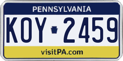PA license plate KOY2459