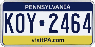PA license plate KOY2464