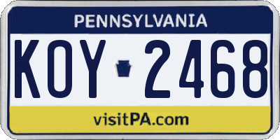 PA license plate KOY2468