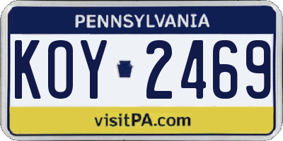 PA license plate KOY2469