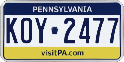 PA license plate KOY2477