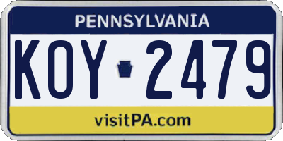 PA license plate KOY2479
