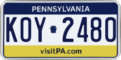PA license plate KOY2480