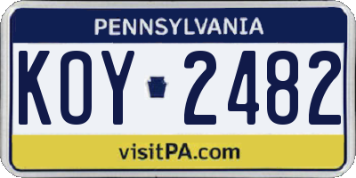 PA license plate KOY2482