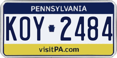 PA license plate KOY2484