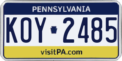 PA license plate KOY2485