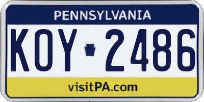 PA license plate KOY2486