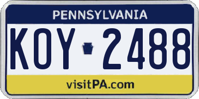 PA license plate KOY2488