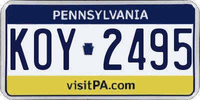 PA license plate KOY2495