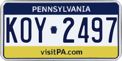 PA license plate KOY2497