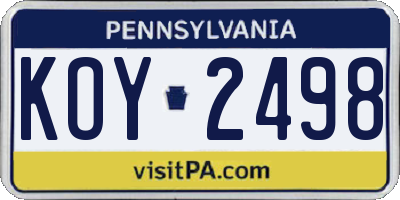 PA license plate KOY2498