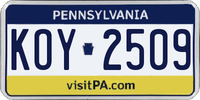 PA license plate KOY2509