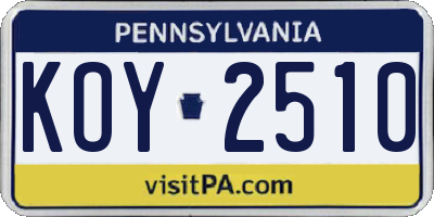 PA license plate KOY2510