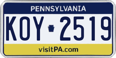 PA license plate KOY2519