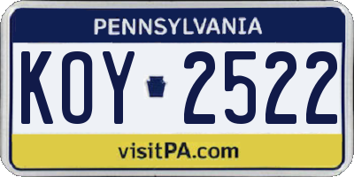 PA license plate KOY2522