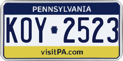 PA license plate KOY2523