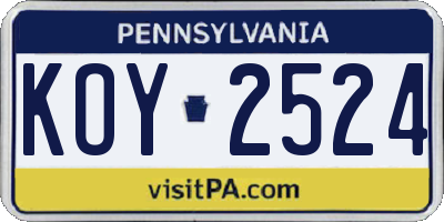 PA license plate KOY2524