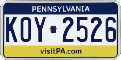 PA license plate KOY2526