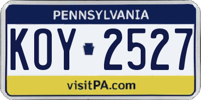 PA license plate KOY2527