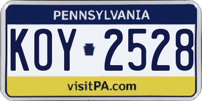 PA license plate KOY2528