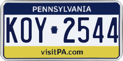PA license plate KOY2544
