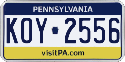 PA license plate KOY2556