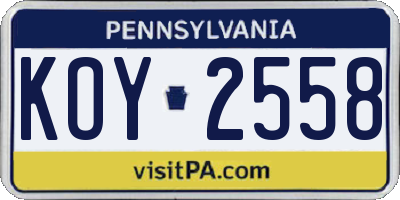 PA license plate KOY2558