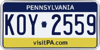 PA license plate KOY2559