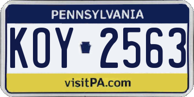 PA license plate KOY2563