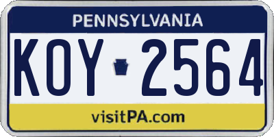 PA license plate KOY2564